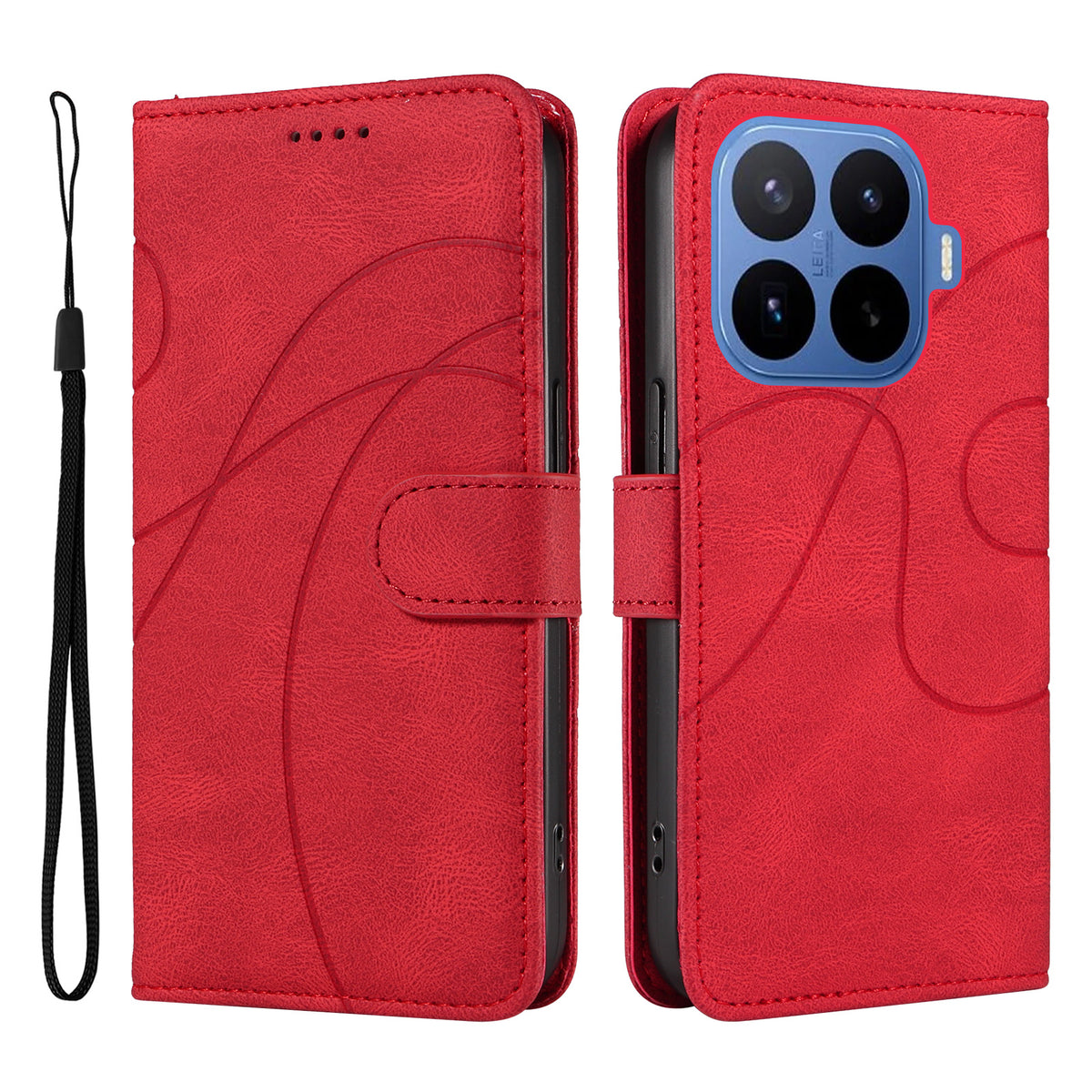 For Xiaomi 17T Wallet Case Leather Phone Cover Stand with Curved Line Design