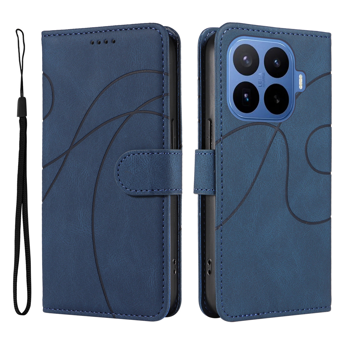 For Xiaomi 17T Wallet Case Leather Phone Cover Stand with Curved Line Design
