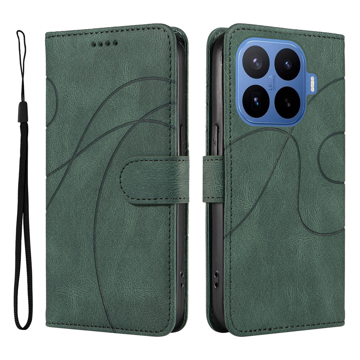 For Xiaomi 17T Wallet Case Leather Phone Cover Stand with Curved Line Design