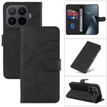 For Xiaomi 17T Pro Wallet Case Leather Phone Cover Stand with Curved Line Design