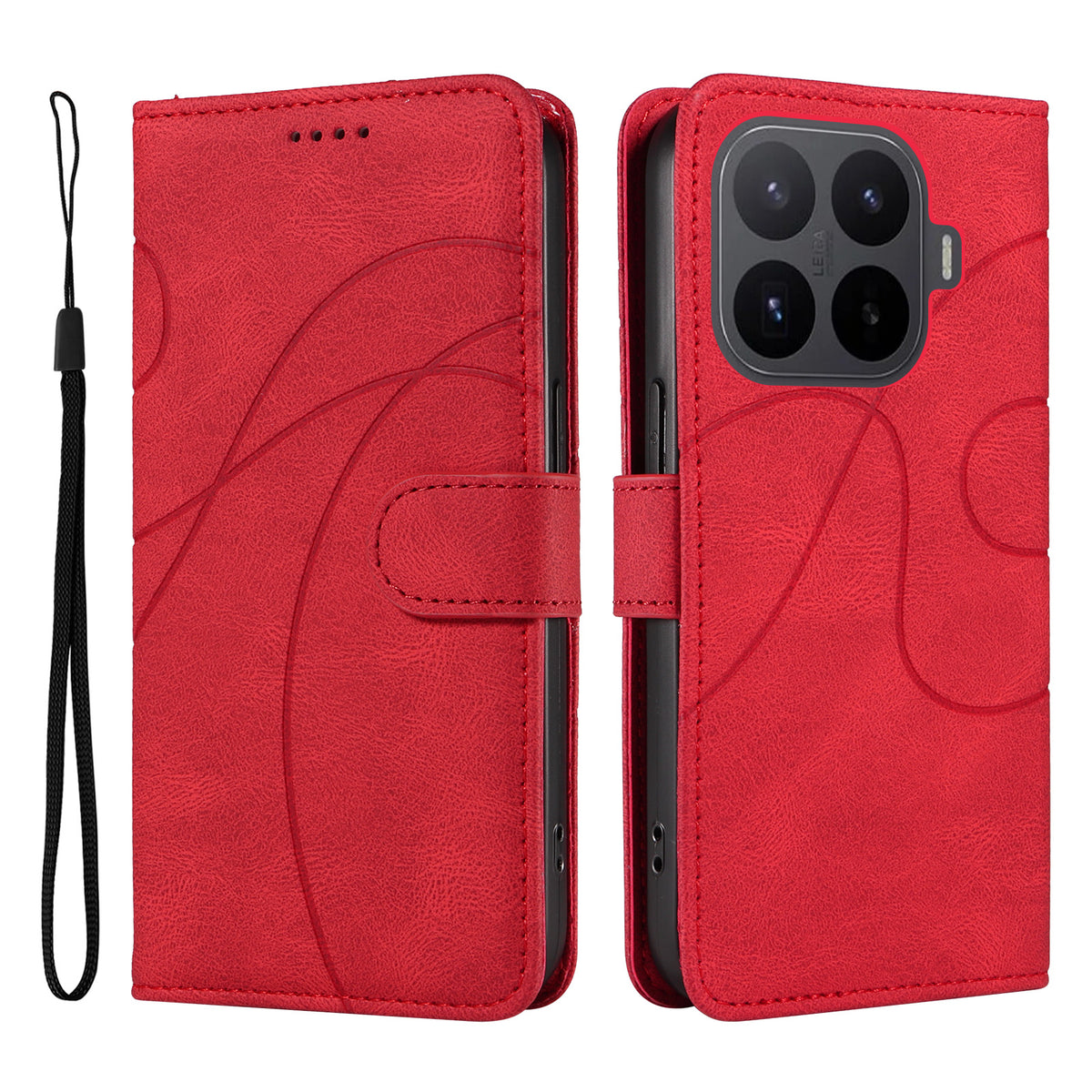 For Xiaomi 17T Pro Wallet Case Leather Phone Cover Stand with Curved Line Design