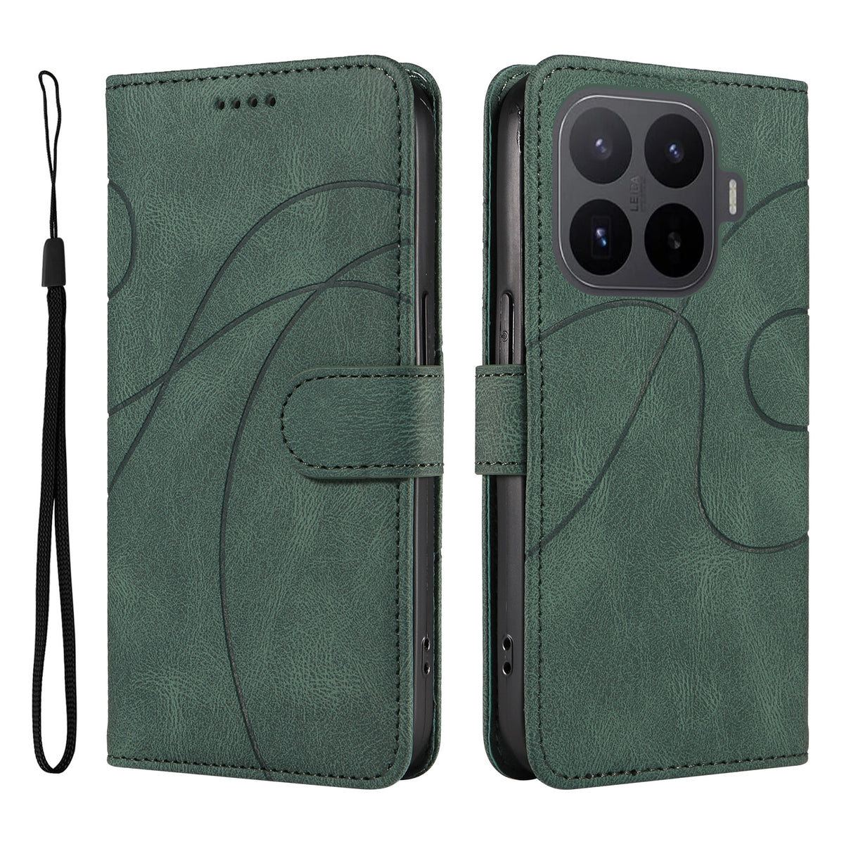 For Xiaomi 17T Pro Wallet Case Leather Phone Cover Stand with Curved Line Design