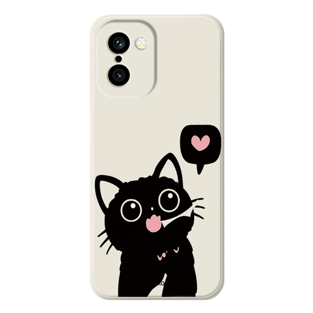 For OnePlus 15R 5G  /  Ace 6T 5G Case Love Black Cat Pattern Printing Straight Edge TPU Phone Back Cover