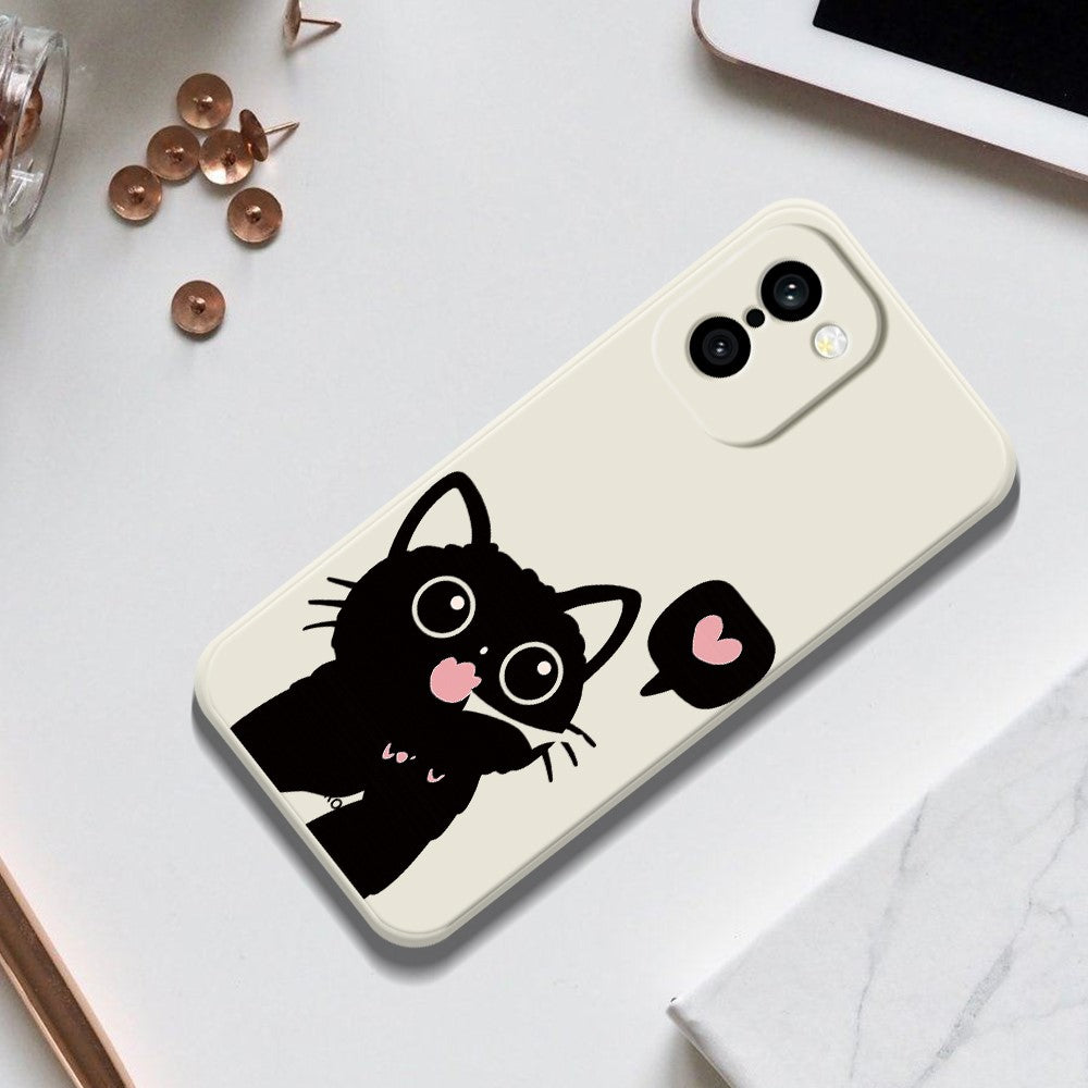 OnePlus 15R 5G / Ace 6T 5G-skal med kärleksfullt svart kattmönster, rak kant i TPU-fodral