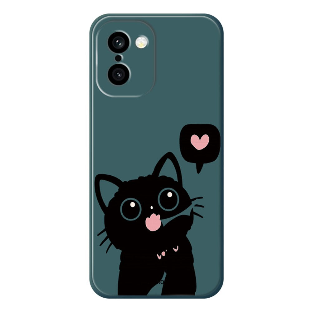 OnePlus 15R 5G / Ace 6T 5G-skal med kärleksfullt svart kattmönster, rak kant i TPU-fodral
