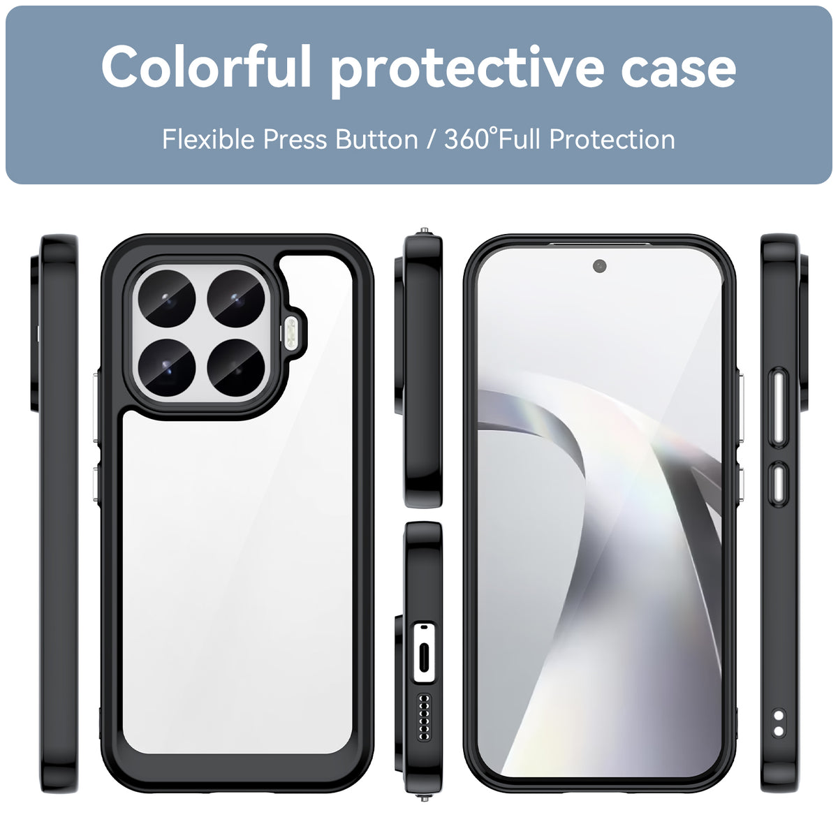 WANLONFENG för Xiaomi 17T mobilskal XC-serien TPU akrylskydd med härdat glas (stort linshål)