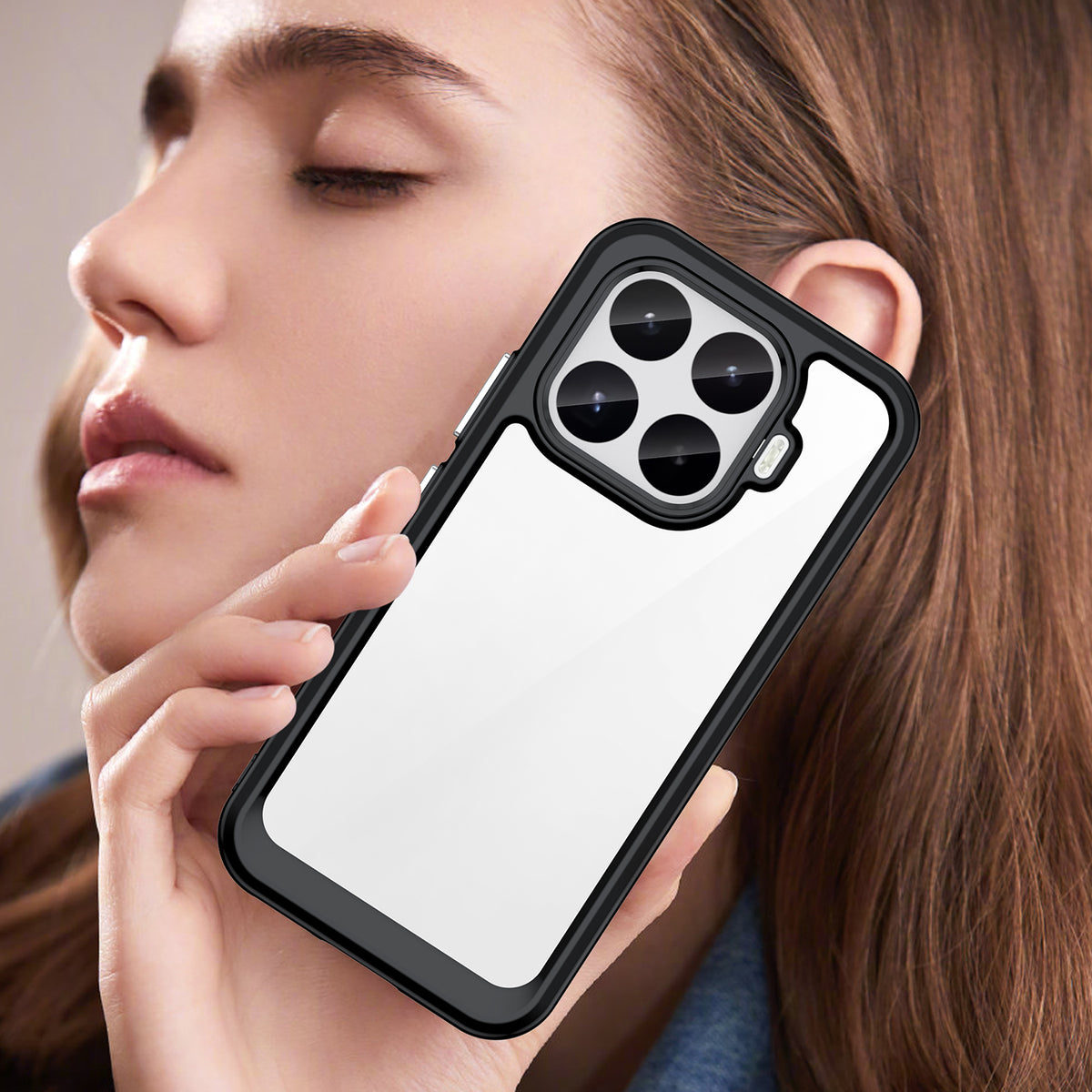 WANLONFENG för Xiaomi 17T mobilskal XC-serien TPU akrylskydd med härdat glas (stort linshål)