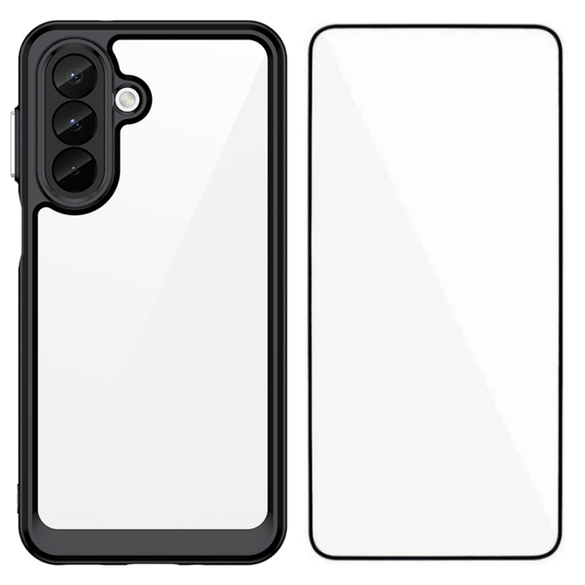 WANLONFENG for Samsung Galaxy A27 Phone Case  XC Series TPU Acrylic Cover with Tempered Glass (Big Lens Hole)