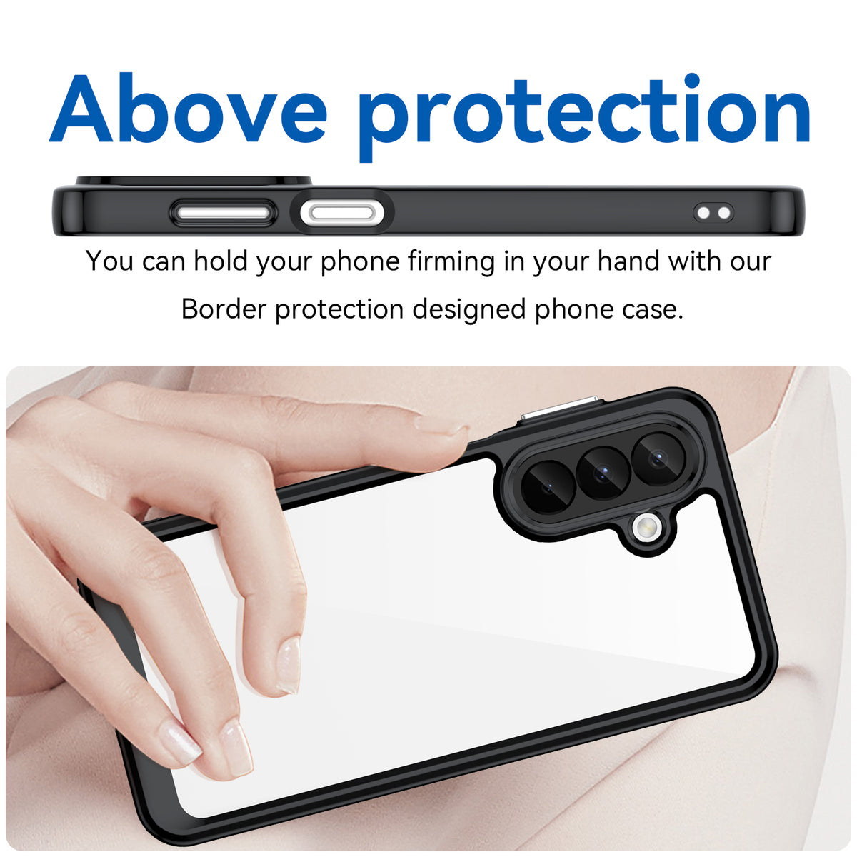 WANLONFENG for Samsung Galaxy A27 Phone Case  XC Series TPU Acrylic Cover with Tempered Glass (Big Lens Hole)