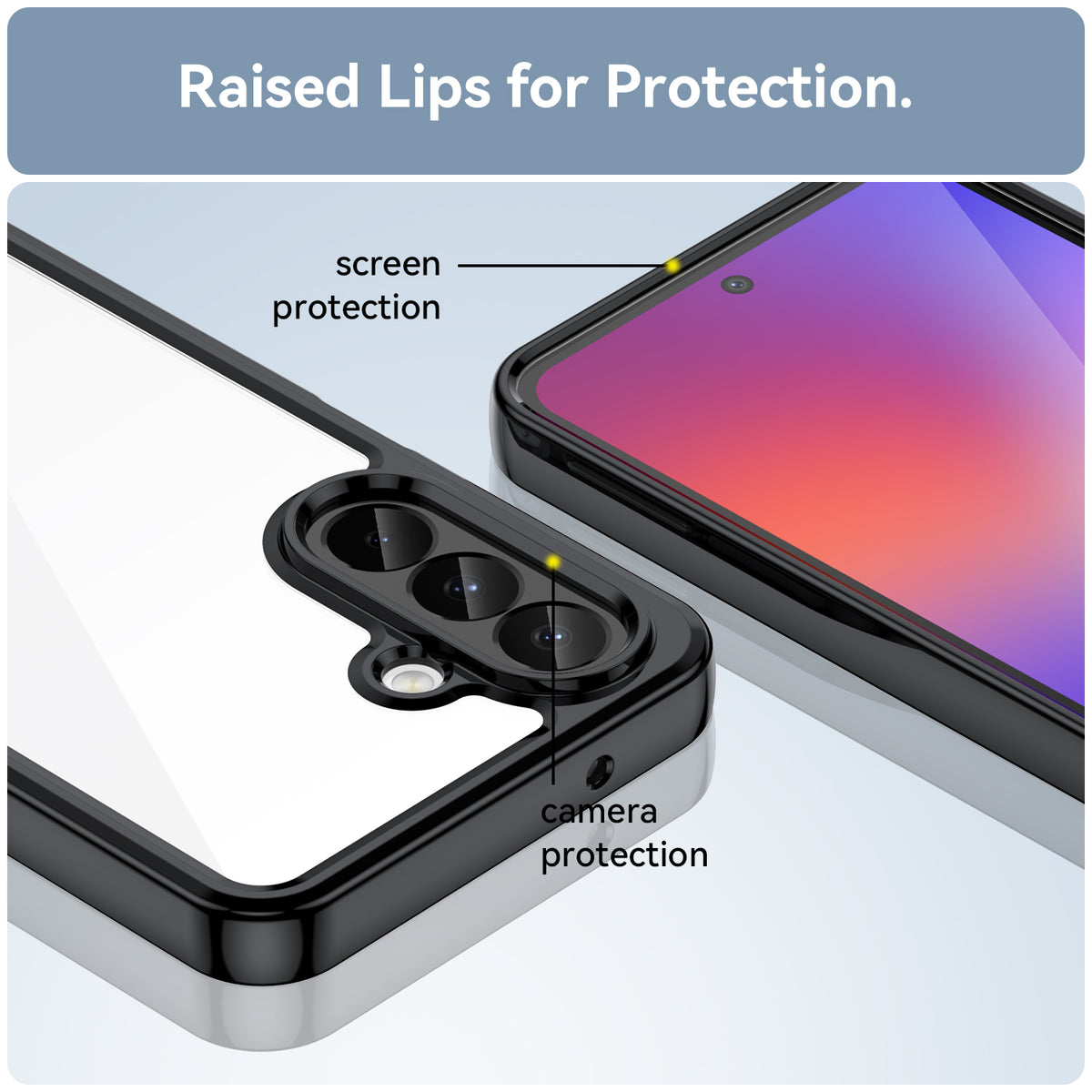 WANLONFENG for Samsung Galaxy A27 Phone Case  XC Series TPU Acrylic Cover with Tempered Glass (Big Lens Hole)