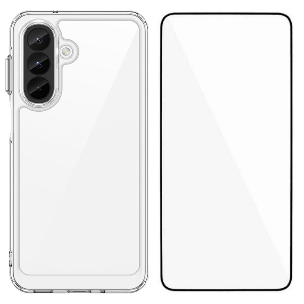 WANLONFENG for Samsung Galaxy A27 Phone Case  XC Series TPU Acrylic Cover with Tempered Glass (Big Lens Hole)
