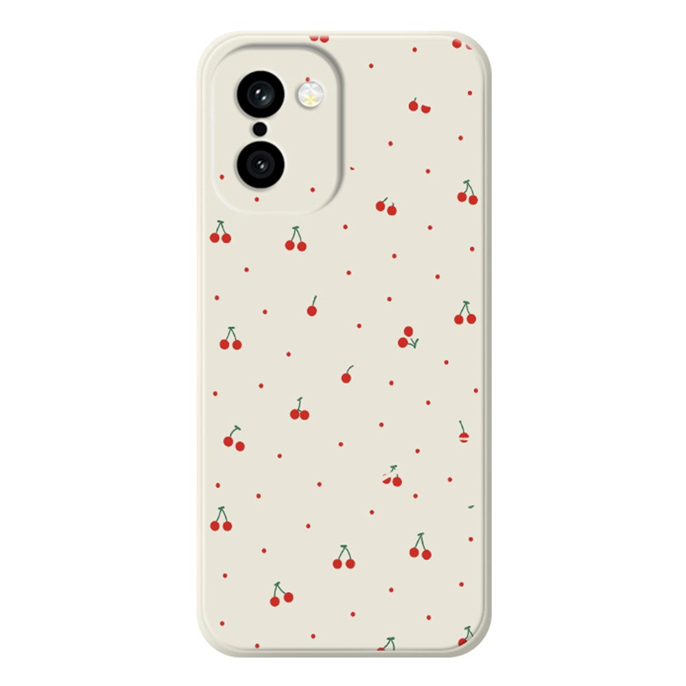 For OnePlus 15R 5G  /  Ace 6T 5G Case Red Cherry Pattern Printing Straight Edge TPU Phone Back Cover