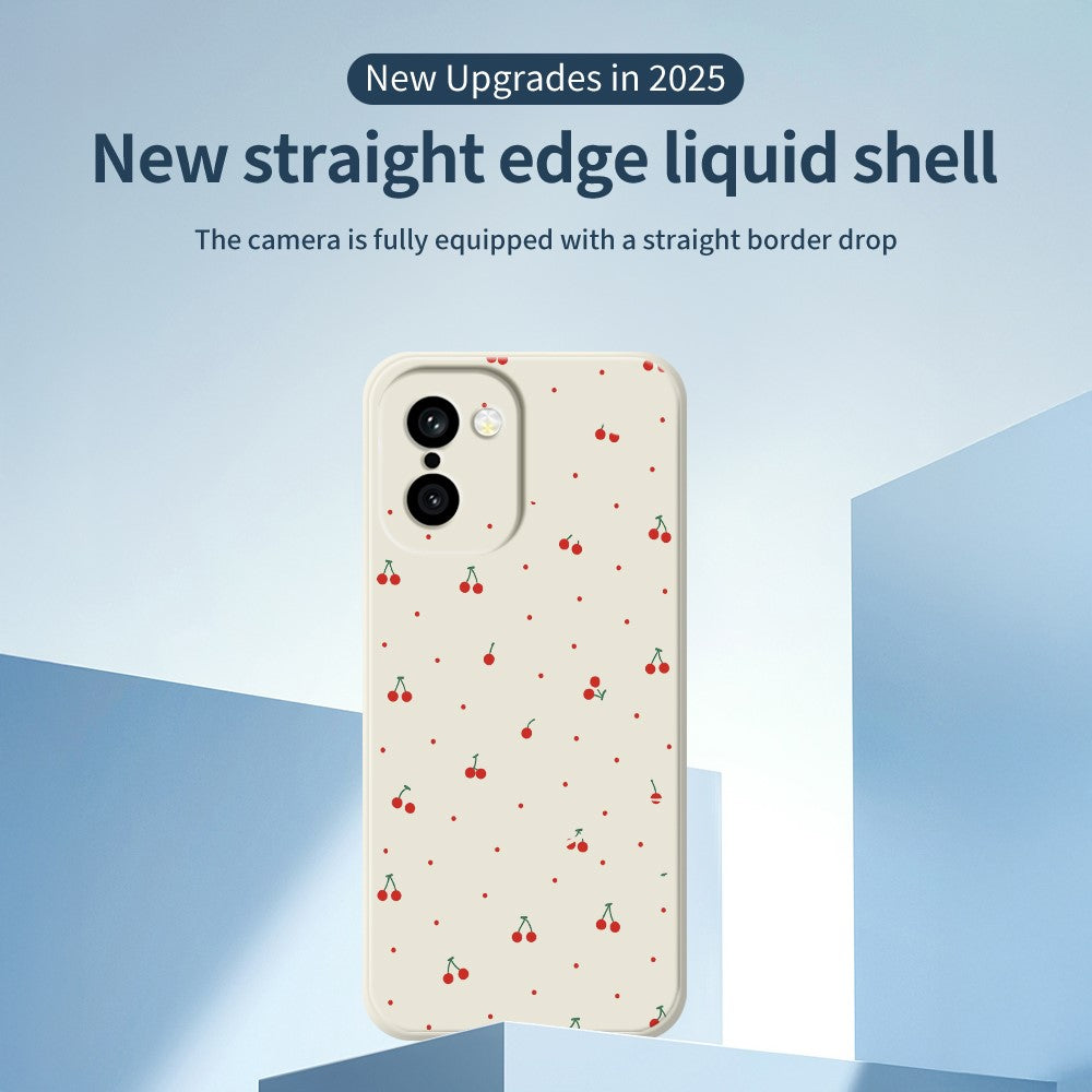 For OnePlus 15R 5G  /  Ace 6T 5G Case Red Cherry Pattern Printing Straight Edge TPU Phone Back Cover