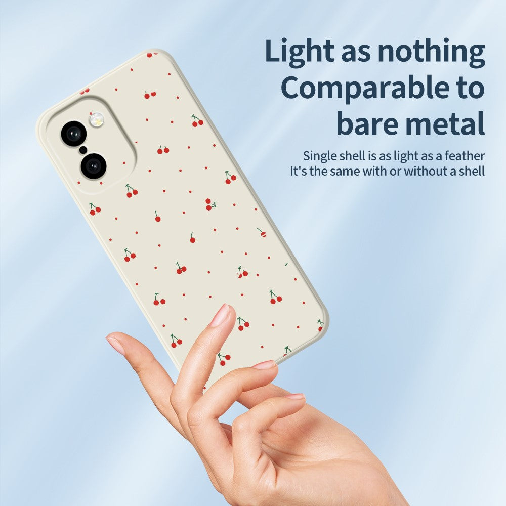 For OnePlus 15R 5G  /  Ace 6T 5G Case Red Cherry Pattern Printing Straight Edge TPU Phone Back Cover