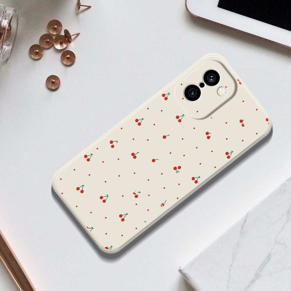For OnePlus 15R 5G  /  Ace 6T 5G Case Red Cherry Pattern Printing Straight Edge TPU Phone Back Cover