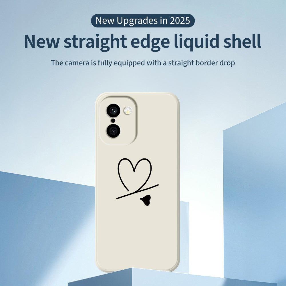 For OnePlus 15R 5G  /  Ace 6T 5G Case Black Love Pattern Printing Straight Edge TPU Phone Back Cover