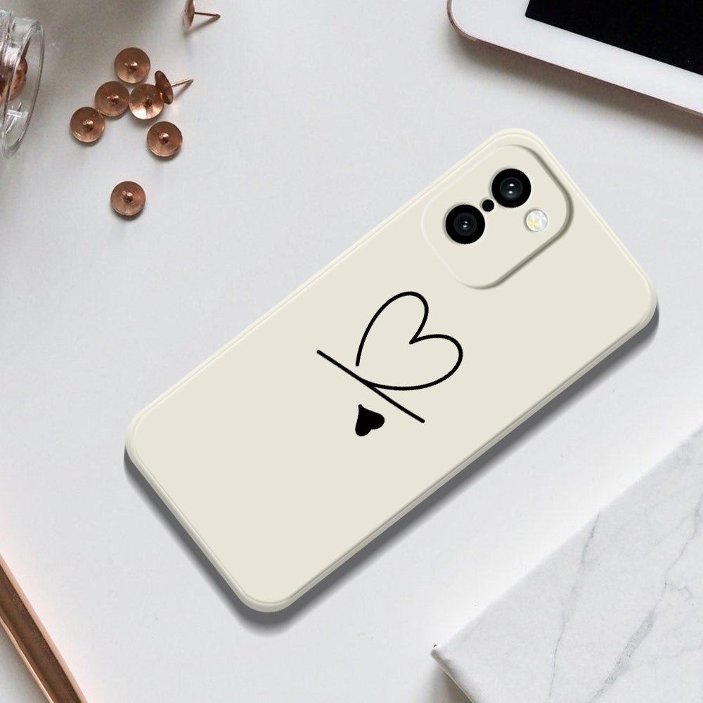 For OnePlus 15R 5G  /  Ace 6T 5G Case Black Love Pattern Printing Straight Edge TPU Phone Back Cover