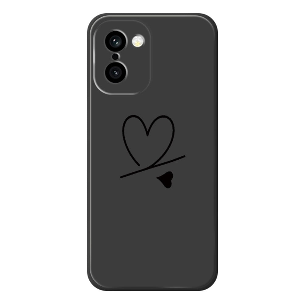 For OnePlus 15R 5G  /  Ace 6T 5G Case Black Love Pattern Printing Straight Edge TPU Phone Back Cover