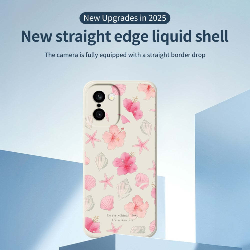 OnePlus 15R 5G / Ace 6T 5G skal skal persikoblommönster tryck rak kant TPU mobil baksida