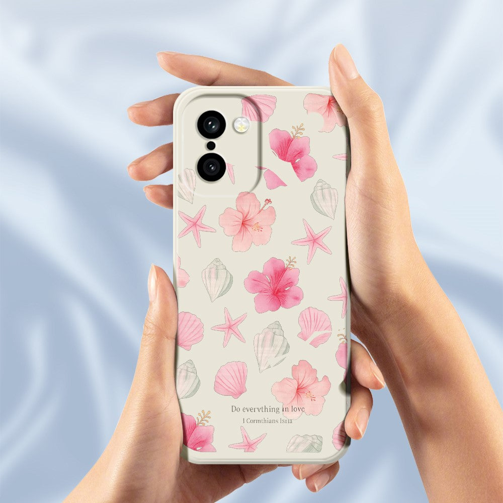 OnePlus 15R 5G / Ace 6T 5G skal skal persikoblommönster tryck rak kant TPU mobil baksida