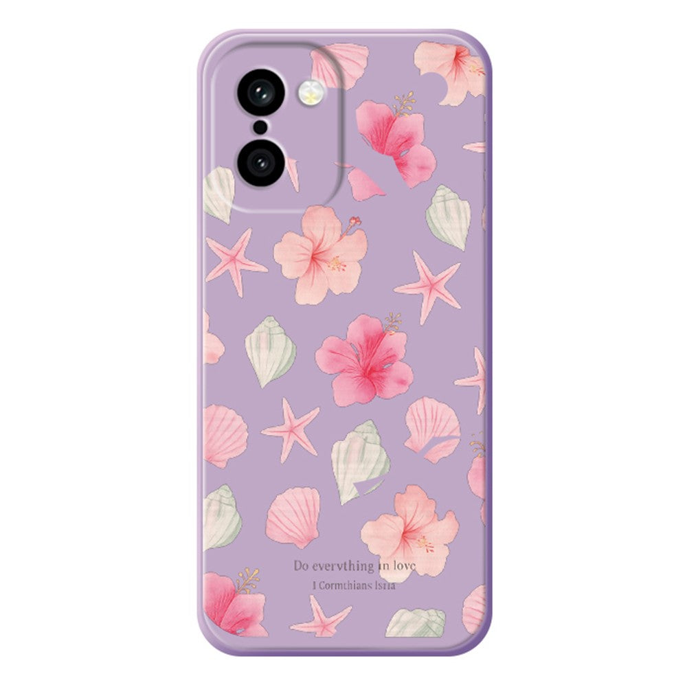 OnePlus 15R 5G / Ace 6T 5G skal skal persikoblommönster tryck rak kant TPU mobil baksida