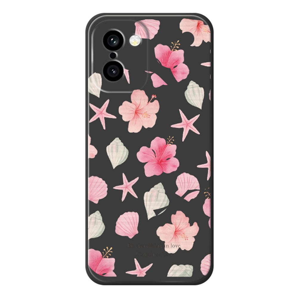 OnePlus 15R 5G / Ace 6T 5G skal skal persikoblommönster tryck rak kant TPU mobil baksida