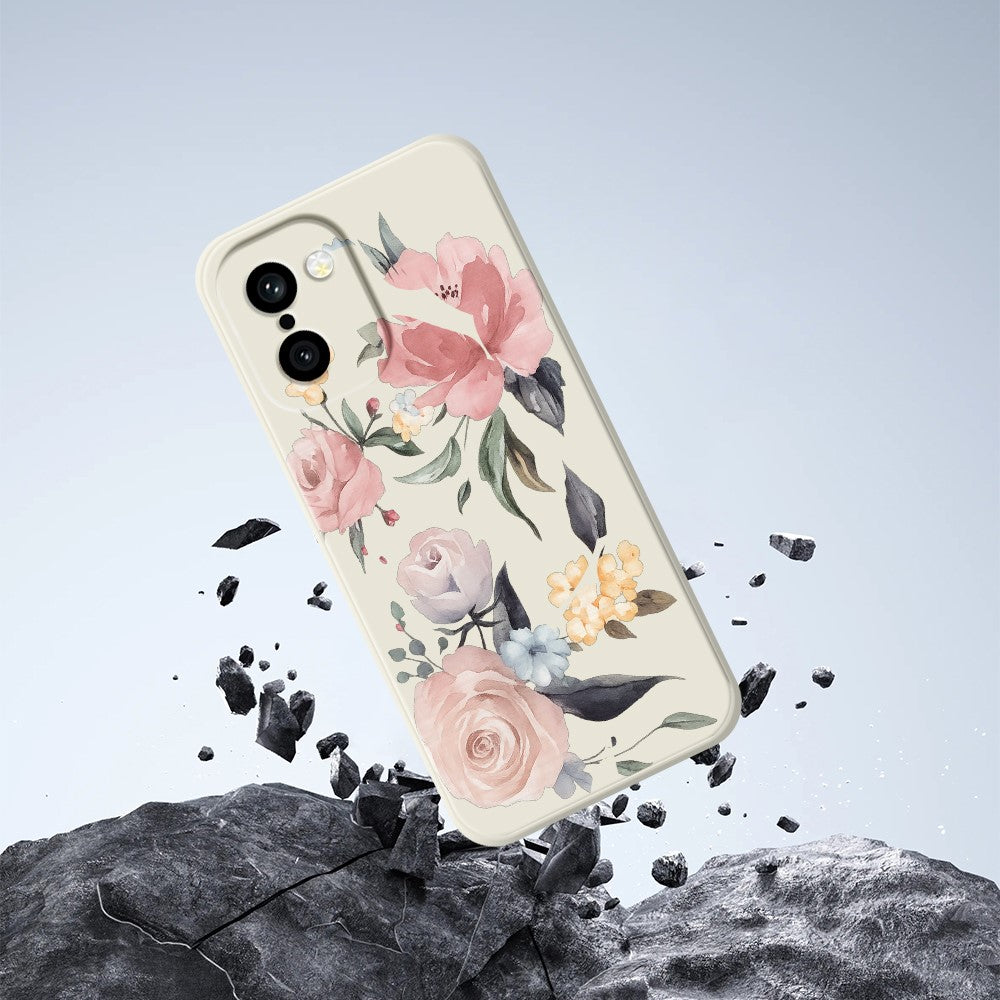 OnePlus 15R 5G / Ace 6T 5G-skal med stora blommor och mönster, rak kant i TPU-fodral