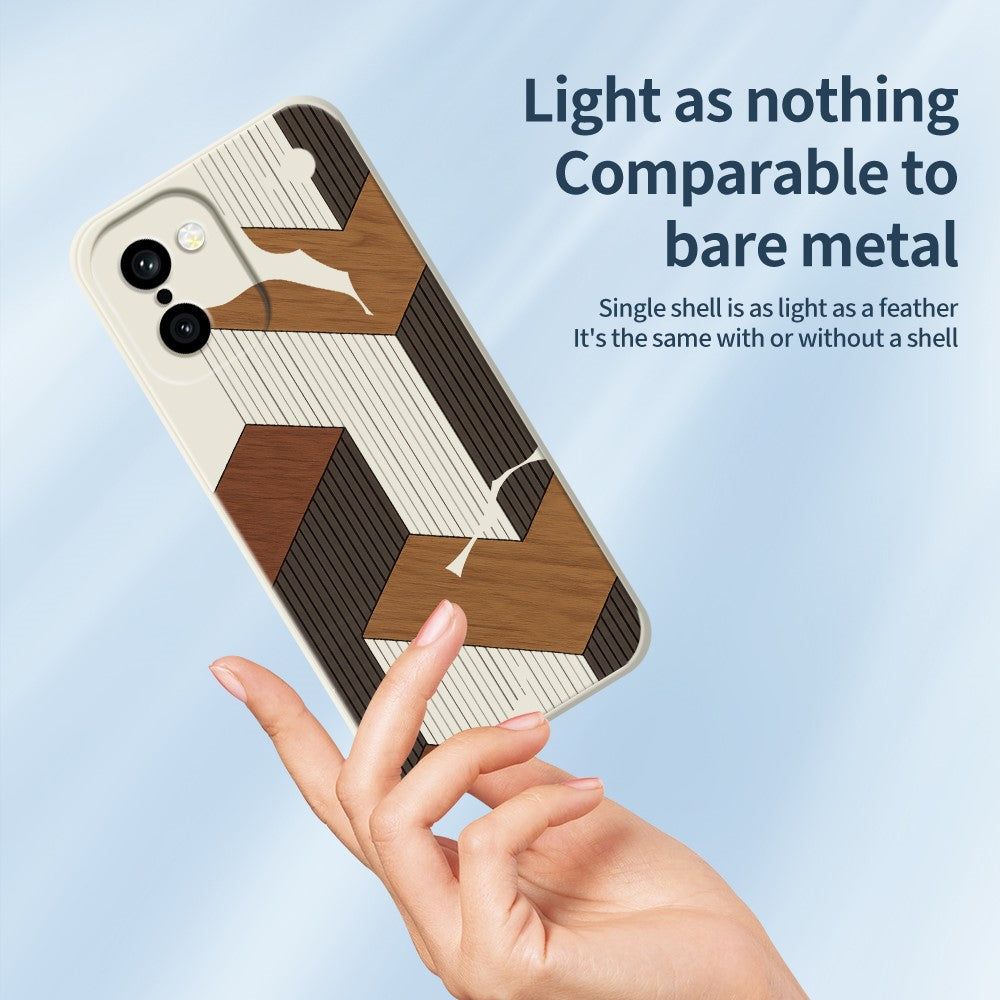 OnePlus 15R 5G / Ace 6T 5G skal geometriskt träådringsmönster tryck rak kant TPU mobil baksida