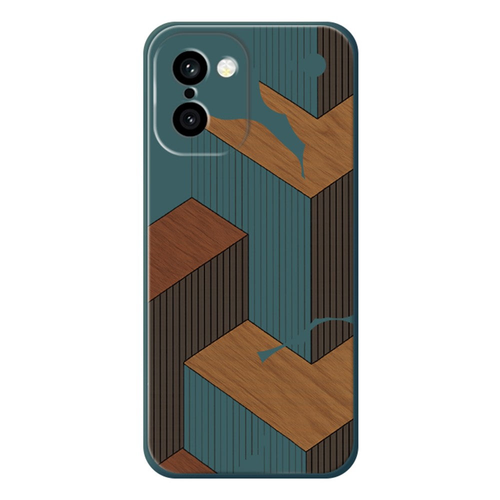 OnePlus 15R 5G / Ace 6T 5G skal geometriskt träådringsmönster tryck rak kant TPU mobil baksida