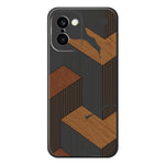 OnePlus 15R 5G / Ace 6T 5G skal geometriskt träådringsmönster tryck rak kant TPU mobil baksida
