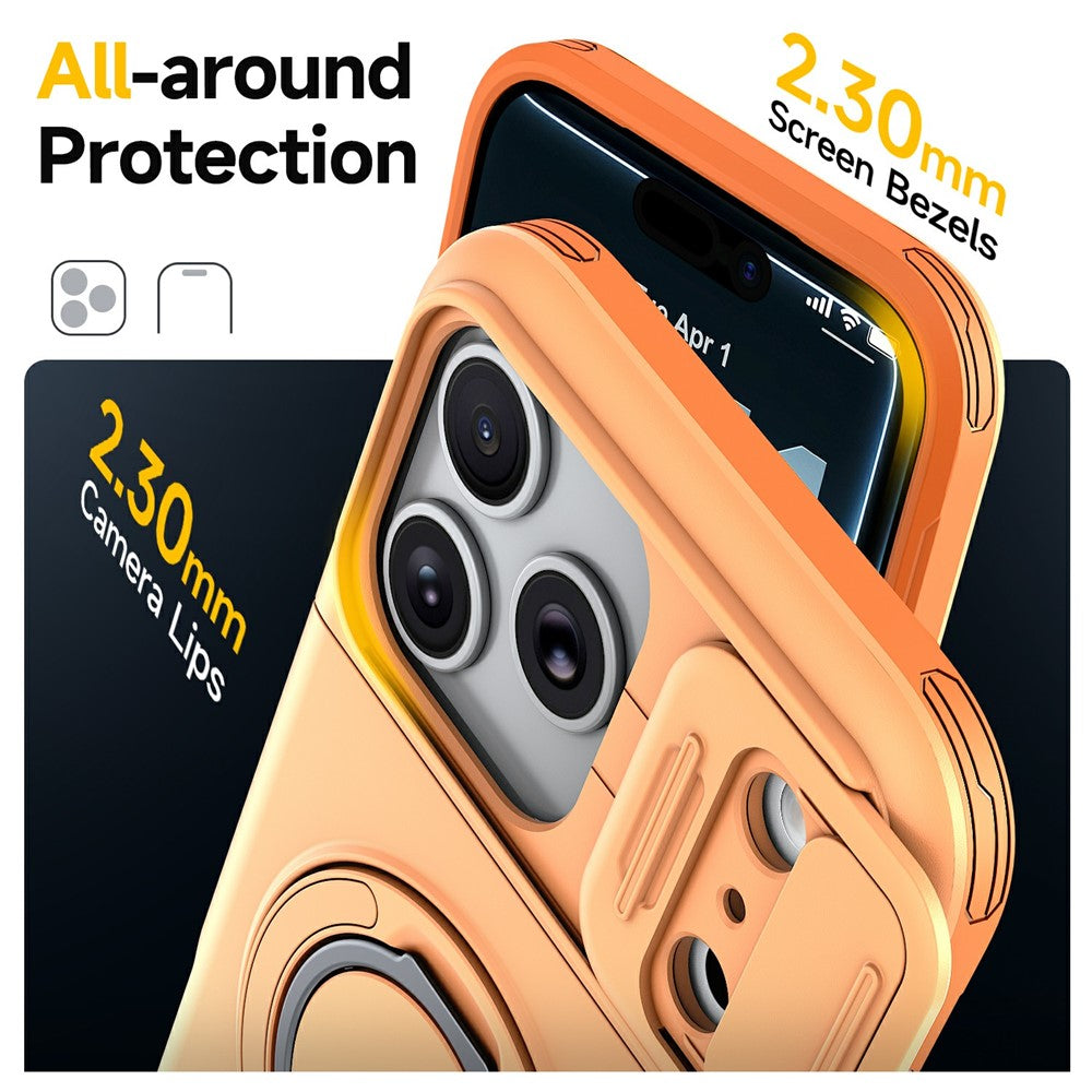 For iPhone 18 Pro / 17 Pro Case Slide Camera Cover Kickstand TPU + PC Phone Protective Shell with Card Holder