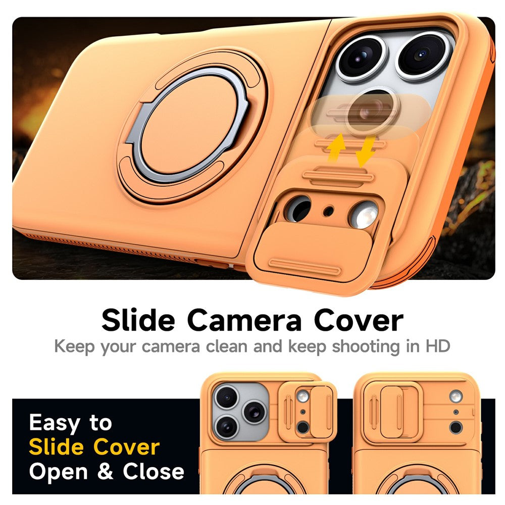 For iPhone 18 Pro / 17 Pro Case Slide Camera Cover Kickstand TPU + PC Phone Protective Shell with Card Holder