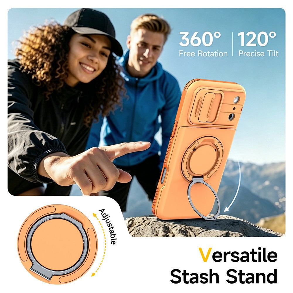 For iPhone 18 Pro / 17 Pro Case Slide Camera Cover Kickstand TPU + PC Phone Protective Shell with Card Holder
