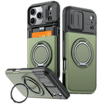 For iPhone 18 Pro / 17 Pro Case Slide Camera Cover Kickstand TPU + PC Phone Protective Shell with Card Holder