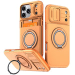 Til iPhone 18 Pro Max / 17 Pro Max Cover med Skydbart Kameralåg, Støttefod, TPU + PC Telefonbeskyttelsescover med Kreditkortholder