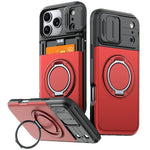 Til iPhone 18 Pro Max / 17 Pro Max Cover med Skydbart Kameralåg, Støttefod, TPU + PC Telefonbeskyttelsescover med Kreditkortholder