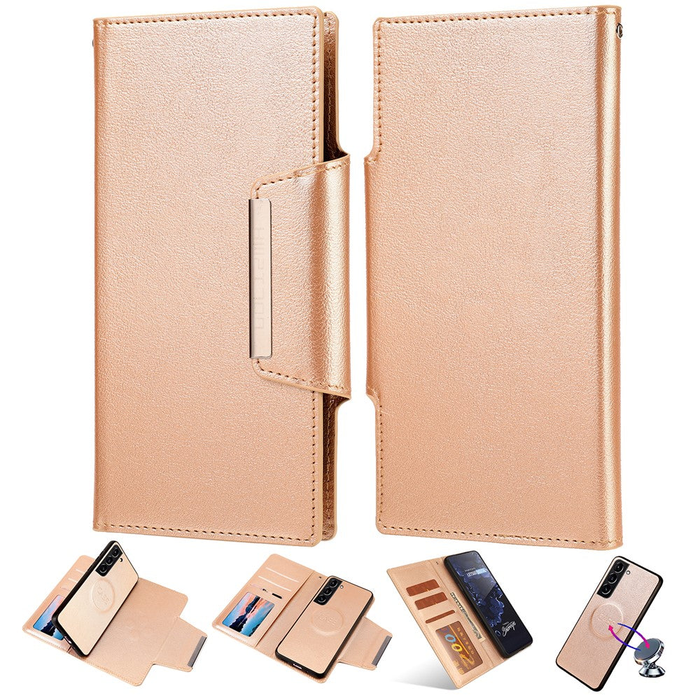 Samsung Galaxy S23+ slankt mobilcover i PU-læder+TPU, aftageligt, mobilbeskyttelse, tegnebog, fungerer med magnetisk bilholder