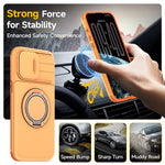 For iPhone 15 Pro Max Case Slide Camera Cover Kickstand TPU + PC Phone Protective Shell with Card Holder