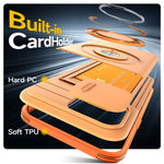 For iPhone 15 Pro Max Case Slide Camera Cover Kickstand TPU + PC Phone Protective Shell with Card Holder