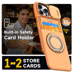 For iPhone 14 Pro Max Case Slide Camera Cover Kickstand TPU + PC Phone Protective Shell with Card Holder