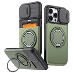 For iPhone 14 Pro Max Case Slide Camera Cover Kickstand TPU + PC Phone Protective Shell with Card Holder