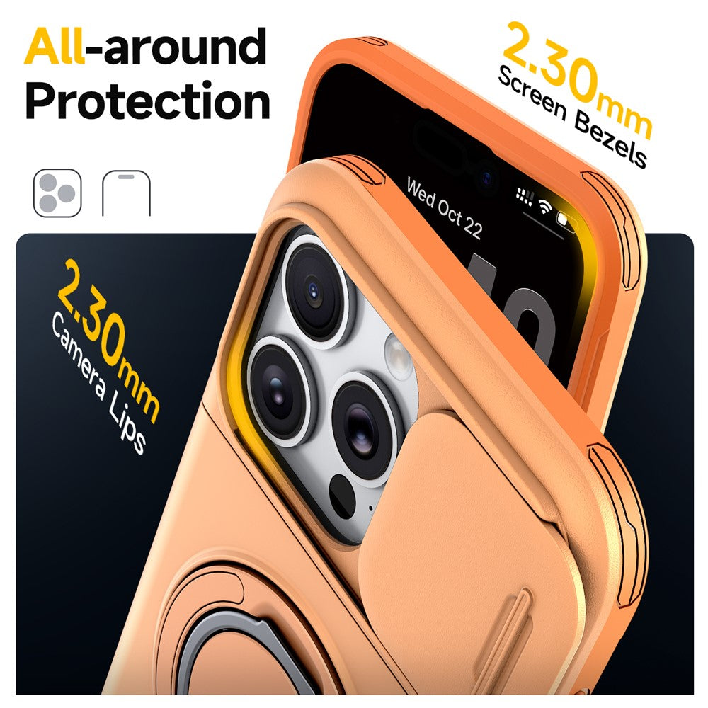 For iPhone 13 Pro Max Case Slide Camera Cover Kickstand TPU + PC Phone Protective Shell with Card Holder
