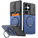 For Samsung Galaxy S23 Ultra Case Slide Camera Cover Kickstand TPU + PC Phone Protective Shell with Card Holder