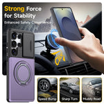 For Samsung Galaxy S23 Ultra Case Slide Camera Cover Kickstand TPU + PC Phone Protective Shell with Card Holder