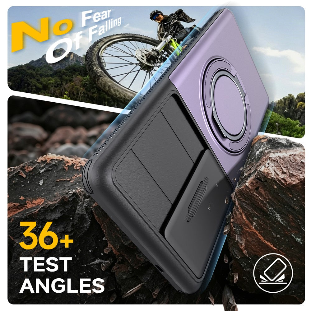 For Samsung Galaxy S23 Ultra Case Slide Camera Cover Kickstand TPU + PC Phone Protective Shell with Card Holder