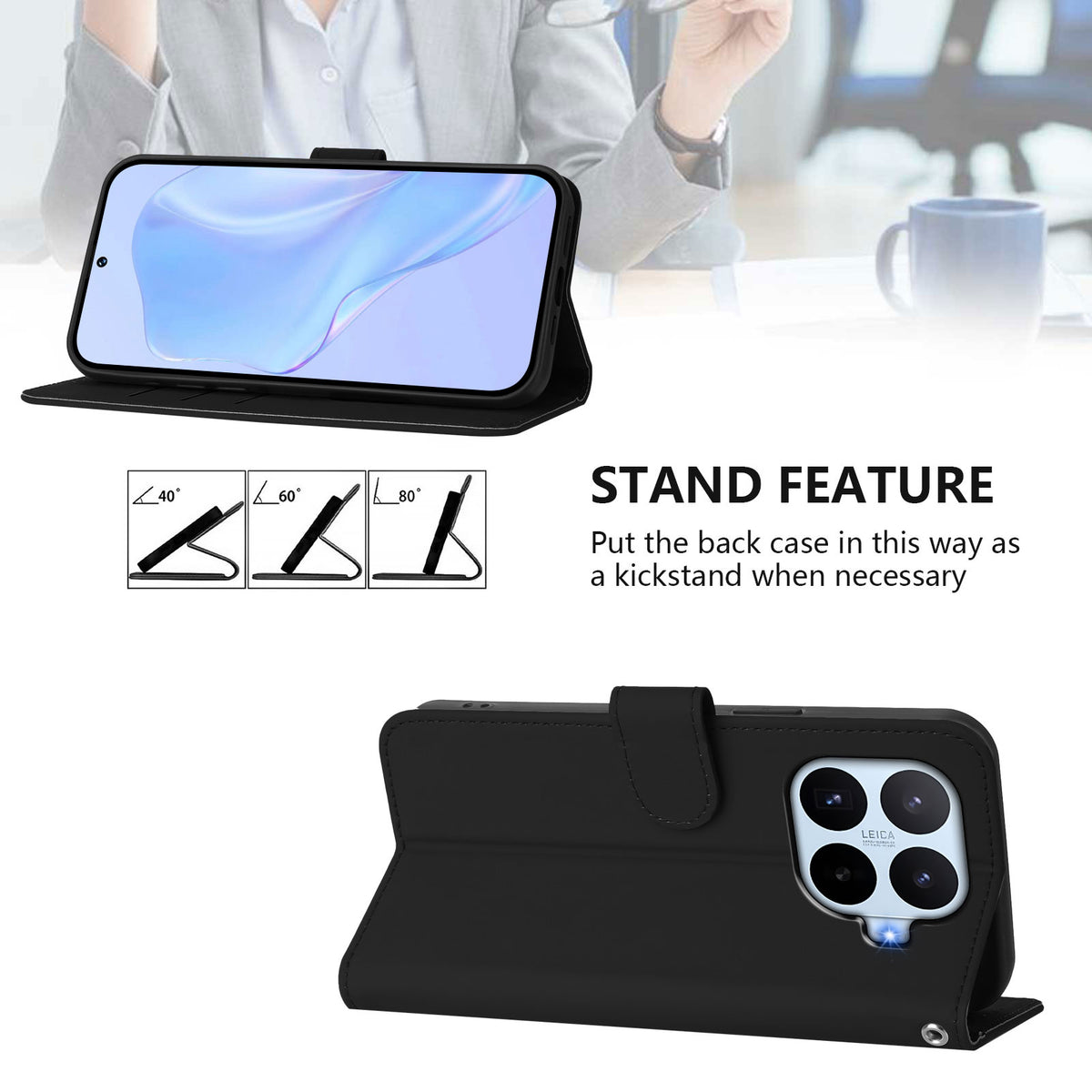 For Xiaomi 17T Pro Case Solid Color Wallet Leather Phone Cover with Strap