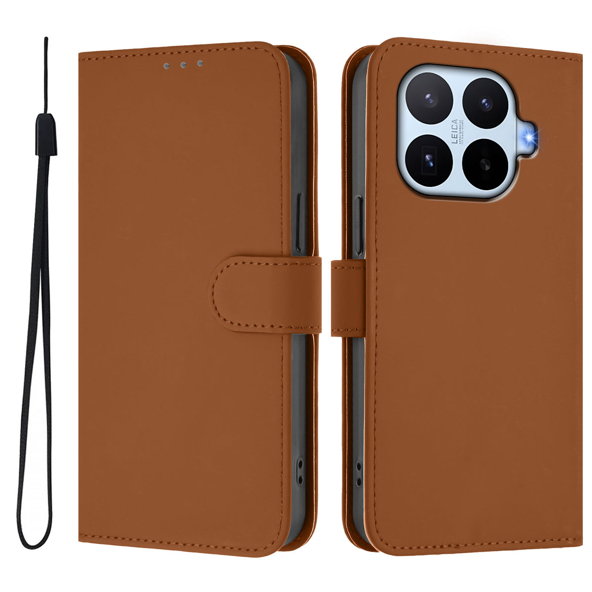 For Xiaomi 17T Pro Case Solid Color Wallet Leather Phone Cover with Strap