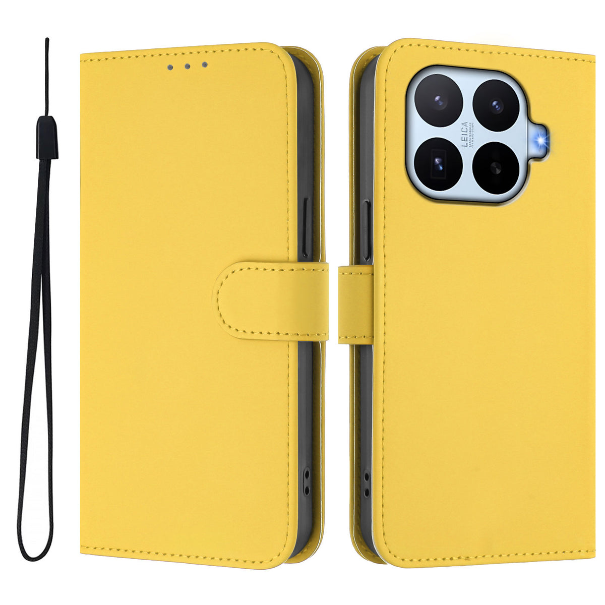 For Xiaomi 17T Pro Case Solid Color Wallet Leather Phone Cover with Strap