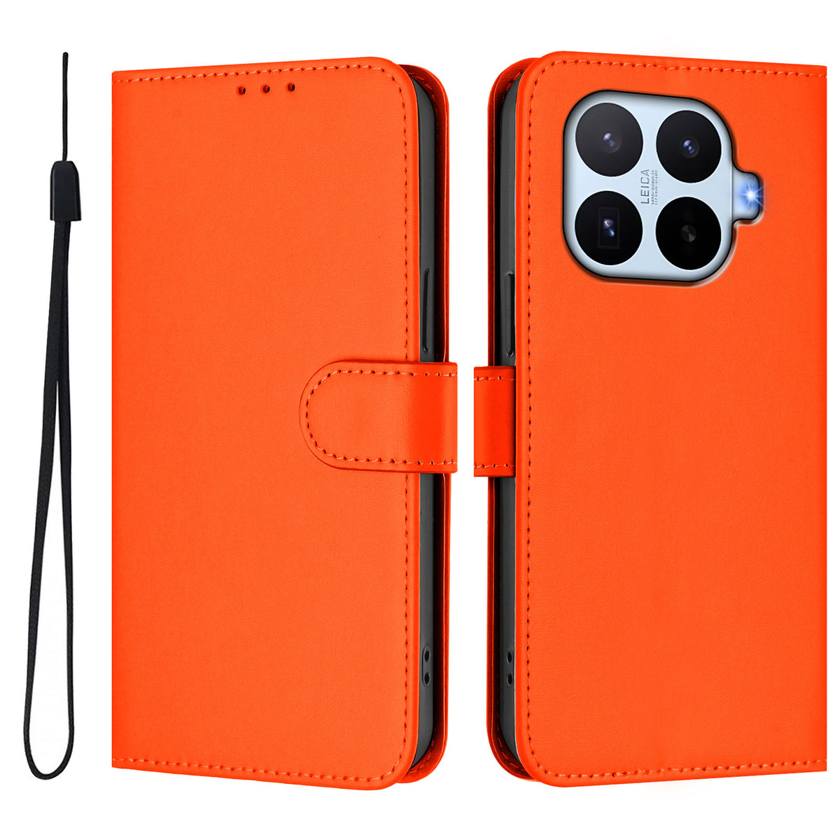 For Xiaomi 17T Pro Case Solid Color Wallet Leather Phone Cover with Strap
