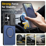 For Samsung Galaxy S24 Ultra Case Slide Camera Cover Kickstand TPU + PC Phone Protective Shell with Card Holder